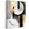 MuchoWow© Quadri Camera Da Letto Stampe Da Parete Quadro Su Tela Moderni | 30x40 cm - Decorazioni Murali Soggiorno Foto Quadretti Ingresso Casa Muro Astratto - Oro - Argento - Forme - Estetico