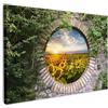 MuchoWow© Quadro su Tela Stampe da Parete Quadri Cucina Camera da Letto | 120x80 cm - Dipinto Arredamento Casa Girasoli - Vista dalla finestra - Fiori - Sole