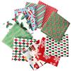 Tatuo 10 Tessuto Cotone Natale Quadrati Pretagliati Patchwork, 50 x 50 cm | Tessuto Trapuntato Patchwork, Stampa Fiocchi di Neve, Natale, Colori Rosso e Verde, Per Cucito, Artigianato DIY