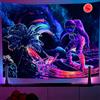 OSVINO Luce nera Astronauta Arazzo 130X150CM Spazio Impianti Polpo Arazzo Bagliore nel Buio Estetico Appeso a Parete al Neon Poster Artistici Arazzi Trippy per l'arredamento Della Camera da Letto