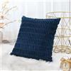 Generic Fodera per cuscino decorativa in corduroy 22x22 pollici, super morbida, a righe boho, quadrata, moderna, per divano, poltrona, camera da letto, auto, decorazione, colore blu navy