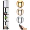 Alampia Lampada Salotto da Terra Dimmerabile con Telecomando, da Pavimento, in Legno, con Scaffale, Lampada a Stelo 162cm, 2 Porte di Ricarica USB, Piantana per Camera Da Letto e Soggiorno