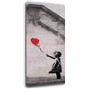 Printerland Quadro Moderno Verticale Banksy Bambina Cuore Rosso Quadri moderni da Parete XXL grande Stampa su tela Canvas Decorazione Murale muro Soggiorno Arredo Camera letto Cucina (30x70 cm, Banksy1)