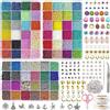 Dahudtin Perline in vetro da 2 mm, 72 colori, per braccialetti fai da te, collane, orecchini, creazione di gioielli