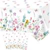 YJZCP 4 pezzi, tovaglia con fiori di campo, motivo farfalle, monouso, fiori primaverili, decorazioni per feste, Pasqua, festa della mamma, compleanno, tè, accessori per feste, 130 x 220 cm