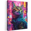 MuchoWow© Quadro Su Tela Grandi Dimensioni Quadri Moderni Soggiorno Stampa | 30x40 cm - Di Foto Decorazione Camera Letto Da Parete Con Cornice DipintiGraffiti - Gatto - Neon - Cina - Rosa - Pop art
