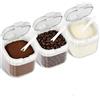 Sutowe Contenitore per zucchero 3 pezzi con cucchiaio, contenitore in plastica da 800 ml per caffè e alimenti secchi con coperchio ermetico, contenitore impilabile per farina, spezie, zucchero, sale