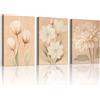 WENGTIAO 3 Pezzi Vintage Floreale Quadro su Tela Incorniciato 30x40cmx3 | Stampa su Tela Boho Minimalisti Fiori, Quadri Moderni Soggiorno Camera da Letto Decorazioni Parete