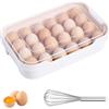 JYYWTSI Porta Uova Frigorifero da 24 Uova con Frusta Cucina, Contenitore Uova Impilabile in Plastica PP, Organizer Frigo per Uova Grandi e Uova d'Anatra