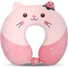Fentar Cuscino Viaggio Bambini, Cuscino da Viaggio Memory Foam con Cartone Animato | Adorabile Cuscino per Collo, Cuscino Aereo Vaggio, Super Morbido Cuscino Collo Viaggio, per Auto Aereo Ufficio Casa, Rosa