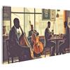 islandburner Quadro su tela musicista jazz in un caffè soleggiato per soggiorno amanti della musica caffetteria immagini poster