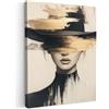 MuchoWow© Quadro Moderno Soggiorno Decorazioni Da Parete Quadri Su Tela Da | 30x40 cm - Salotto Grandi Foto Con Cornice Stampe Su Tela Camera Da Letto Donna - Cappello - Pittura