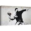 canvashop Quadro Moderno Banksy Lanciatore Di Fiori 120x70 cm | Stampa su Tela Canvas, Da Parete, Per Soggiorno, Rage Flower Thrower