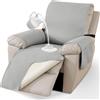 CYCMACO Universale Copripoltrona 1 Posto Relax Reclinabile, Grigio Chiaro | Antiscivolo Copripoltrona Elettrica Reclinabile, Copri Poltrona Con Braccioli, Copripoltrone Con Tasche Laterali