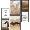 Papierschmiede® Mood Poster Set Stampe da Parete « Wild and Free » Quadri moderni per Soggiorno e Camera da Letto, 2x A4 e 4x A5, Bohémien cavalli grano pascolo - senza cornici