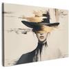 MuchoWow© Quadro Moderno Soggiorno Decorazioni Da Parete Quadri Su Tela Da | 60x40 cm - Salotto Grandi Foto Con Cornice Stampe Su Tela Camera Da Letto Donna - Cappello - Pittura