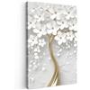 MuchoWow© Quadri Moderni Soggiorno Poster Da Parete Decorazioni Muro | 20x30 cm - Salotto Quadro Grande Foto Con Cornice Stampe Su Tela Camera Da LettoAlbero della vita - Fiori - Oro - Bianco