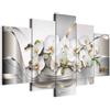 B&D XXL - Quadri Moderni Camera da Letto Matrimoniale, Orchidea, 200x100 cm | Chiodi Inclusi, 5 Pezzi, Quadro Moderno, Murale Arte, Stampe da Parete, Resistenti Allo Sbiadimento, Produzione Europea