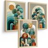 Nacnic Set 3 Quadri Floreali Astratti Blu Turchese Moderni Arredamento Salotto Camera Da Letto Cucina Bagno A4 Senza Cornice