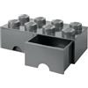 Room Copenhagen Cassettiera mattoncino Lego 8 Bottoni, 2 cassetti, Cassa portaoggetti impilabile, 9.4 l, Grigio Scuro