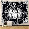 Generic Arazzo astrologico con sole e luna da appendere alla parete, decorazione zodiacale celeste per camera da letto, sala meditazione, arte spirituale in bianco e nero