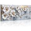 WENGTIAO Stampa su Tela Peonia Bianca Floreale Con Cornice Grande | Quadro su Tela Pittura Estetica Fiori Bianchi Quadro Moderno Soggiorno Camera da Letto Decorativo Parete 120x50 cm