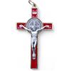 La Balestra Crocifisso per Collana, Croce di San Benedetto Made in Italy - Pendente Artigianale Crocifisso Placcato Oro 18K, Corpo di Cristo in Metallo - Medaglia San Benedetto (Rosso)
