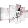 Runa Art - Quadri Astratto 200L x 100l cm 5 Pezzi XXL Decorazione Murale Design Abbraccio Rosa 051051b