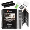 Zenacolor - Kit disegno Professionale - Set Matite da disegno | Set disegno Completo: 8 matite in grafite, 3 matite in carboncino, 1 bastoncino di grafite, 3 bastoncini di carboncino