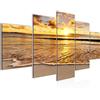Runa Art Murali Da Parete Tramonto Spiaggia 5 Pezzi Quadro Tela Non Tessuta Decorazione Soggiorno Mare Beige Blu 607952a