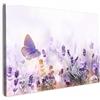 MuchoWow© Stampe su Tela moderne Quadro Moderno Soggiorno Quadretti da | 120x80 cm - Parete Room Decor Lavanda - Farfalla - Viola - con Fiori - Natura