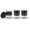 GICOS SRL Set 3 contenitori barattoli barattolini Tris Cucina in Vetro Colore Nero 9 * 10 cm 400 ml Sale-Zucchero-caffè OYO-816598