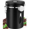 ZWOOS Contenitore per caffè ermetico 1kg - Barattolo per caffè in grani con valvola CO2 - con misurino (2,8L Nero)