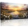 MHARTK66 Quadri Moderni Soggiorno Grandi, 59x119 cm XXL Stampe da Parete Tramonto Fiore Mare, Quadro Camera da Letto Su Tela Decorazioni Parete Bagno Ufficio Sala Da Pranzo