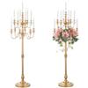 Sziqiqi Candelabri 5 Bracci, Oro, Alto da Terra, 130 cm, Lot di 2 | Candelabri Vintage in Metallo per Candele Affusolate, Montaggio Semplice con Istruzioni, per Matrimonio, Festa, Evento