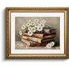 HUARCEY Quadri in tela con cornice dorata, piccoli quadri vintage da parete, margherite e libri, decorazione da parete, soggiorno, camera da letto, studio, fattoria, decorazione estetica, 33 x 40 cm