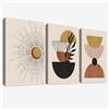 HALFLEMART 3 Pcs Geometrico Beige Zenzero Arancione Stampa su tela Con Cornice Nordico Minimalista Pittura Quadri su tela Quadri Moderni Camera da Letto Soggiorno Decorazioni Murale 90x40cm(12x16x3pcs)
