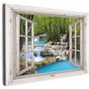 MuchoWow© Quadri Con Cornice Decorazione Quadri Per Camera Da Letto | 90x60 cm - Quadretti Da Parete Moderni Quadro Moderno Soggiorno Grande Foto Su TelaVista - Cascata - Natura - Alberi