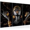 Runa Art African Beauty Quadri Soggiorno Grande Oro nero Beauty 120 x 80 cm 3 Pezzi Decorazione Murale 045431b