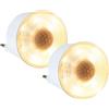 Wetry Luce Notturna Neonato da Presa con Sensore Movimento, 3000K, 2 Pezzi | Automatico, bianco caldo, rotondo, stanza per l'allattamento,