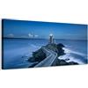 Generico Faro sull'oceano al tramonto - quadro stampa su tela con telaio in legno - 160x80 cm