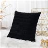 Generic Fodera per cuscino decorativa in corduroy 55,9 x 55,9 cm, super morbida, a righe, quadrata, moderna, per divano, camera da letto, auto, decorazioni per la casa, nero