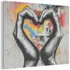 MuchoWow© Creazione Parete Feltro Moderno Soggiorno Stanza Letto Quadro | 70x50 cm - Cornice Salotto Mani - Cuore - Street Art - Graffiti