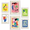 Nacnic set di 6 poster di Joan Mirò e Matisse. Collezione di fogli da esposizione per la decorazione d'interni. Formati A3 e A4. Con cornice bianca