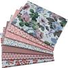 Edgeam - Tessuto di cotone al metro, tessuto da cucito, tessuto patchwork in cotone, 7 pezzi, 50 x 45 cm, elastico lungo 5 m largo 4 mm, per fai da te, scrapbooking, Art-7-C