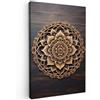 MuchoWow© Quadri Astratti su Tela Foto Quadro Moderno Soggiorno Canvas | 60x90 cm - Decorazioni Camera da Letto Mandala - Legno - Fiori - Marrone