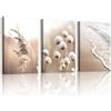 WENGTIAO 3 Pezzi Natura Spiaggia Quadro su Tela Incorniciato | Stampa su Tela Canne Onde del Mare Botaniche Quadri Moderni Soggiorno Camera da Letto Decorazioni Parete 40x60cmx3