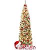 LIFEZEAL Albero di Natale con Luci Incorporate, 140/180 / 225 cm, con 150 Luci a LED, 242 Rami, Neve e Base in Metallo, Albero di Natale Slim, Christmas Tree da Casa e Negozio (225 cm)