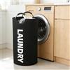Generic 1 cesto portabiancheria grande da 90 l, cesto portabiancheria pieghevole, alto, facile da trasportare, con manici in alluminio protetto in schiuma, per bagno, lavanderia, università, viaggi (nero)