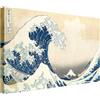 Wallazz Quadri Moderni Soggiorno Riproduzione Quadri famosi su tela - 100% Made in Italy - Katsushika Hokusai - The Great Wave off Kanagawa - Quadro Camera da Letto - Qualità Artigianale - 50x100cm